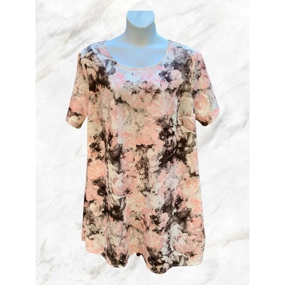 ELLEN WEAVER LADIES SHORT SLEEVE PINK FLORAL PASTEL ROUND NECK DRESS NEW 3X - Picture 6 of 10